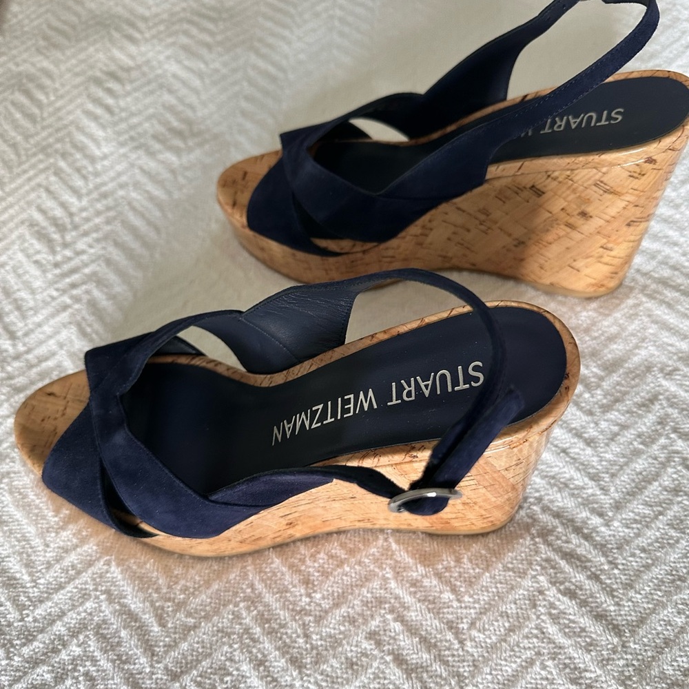 Stuart Weitzman Dark Blue Slingback Sandals - Picture 3 of 4